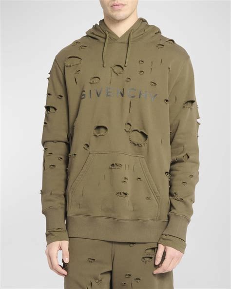 givenchy destroyed double layer hoodie.